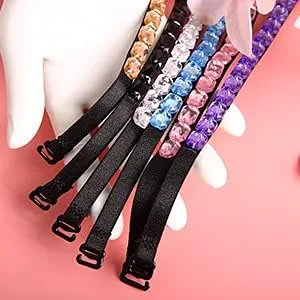 Miniatura 8 de Women's Replacement Bra Strap Rhinestone Invisible Elastic Adjustable Removable Shoulder Straps Tops Dress Decoration Multi Color 5Pairs Pack
