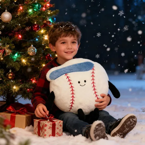 Miniatura 7 de Linda Almohada de Béisbol Suave Animal de Peluche de Béisbol Almohadas Deportivas, 17.7" Regalos de Juguete de Peluche Únicos para Adolescentes