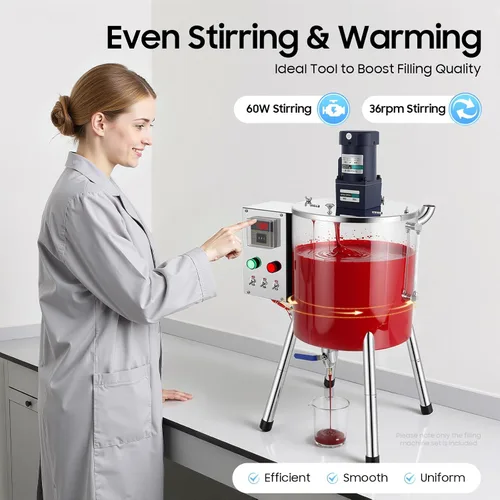 Miniatura 4 de Máquina de llenado de mezcla de agitación de calefacción automática comercial de 15L/4Gal, máquina de llenado de lápiz labial 110v 1500w