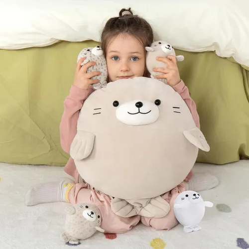 Miniatura 3 de MaoGoLan 5 piezas de peluche de foca gorda con 4 bebés en el interior - Almohada gigante de animal de peluche de foca ultrasuave de 20 pulgadas