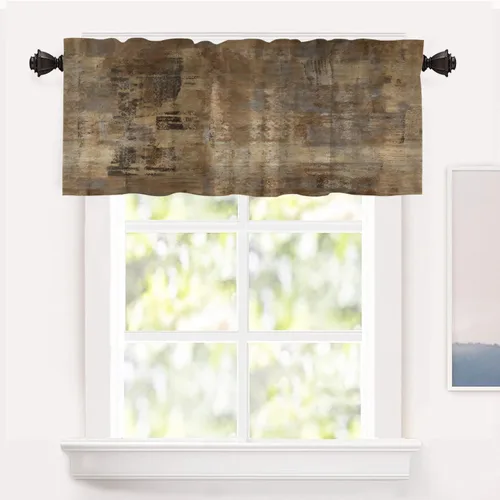Miniatura 67 de Shrahala Beige and Orange Abstract Art Brushstrokes Blackout Curtain Tiers, Abstract Oil Paint Kitchen Valance Light Blocking Tier Drapes with Rod