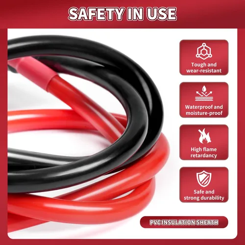 Miniatura 4 de Cable de batería de 2 AWG, 2 unidades, cables de batería de 5.9 pulgadas con terminales de anillo M8, cables de batería marinos de cobre puro, cable
