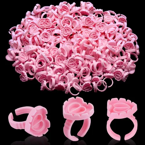 Miniatura 14 de Pretty memory - Anillos de pegamento para extensiones de pestañas, 100 unidades, anillos de pestañas inteligentes, con forma de corazón, soporte