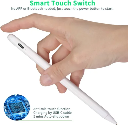 Miniatura 6 de Lápiz óptico electrónico para iPad de 5ª generación de 9.7 pulgadas 2017, lápiz capacitivo activo recargable tipo C, compatible con Apple iPad de 5ª