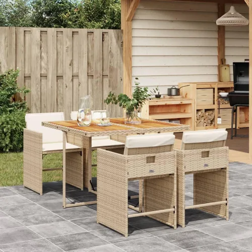 Miniatura 18 de 11-Piece Brown Poly Rattan Patio Dining Set with Cream Cushions Outdoor Furniture Foldable Chairs Tempered Glass Table for Garden Backyard Patio