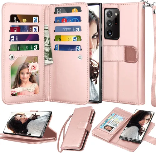 Miniatura 9 de Njjex Funda para Galaxy Note 20 Ultra (2020), para Samsung Note 20 Ultra 5G, [9 ranuras para tarjetas] Funda de piel sintética para crédito