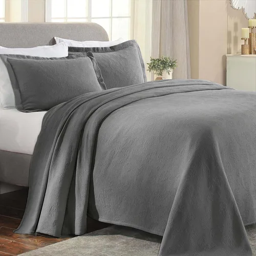 Superior colcha de una plaza de jacquard y matelasse 100 % algodón de alta calidad, turquesa, individual, gris, gemelo