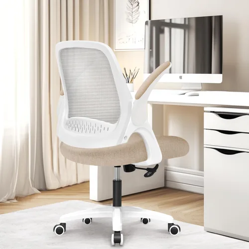 Miniatura 7 de NEO CHAIR Silla de escritorio para oficina, computadora, gaming, ergonómica con soporte lumbar, altura ajustable, ruedas giratorias, brazos Beige