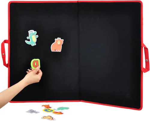 Miniatura 10 de CHEFAN Tablero de fieltro plegable para niños pequeños 22 x 13, tablero de franela independiente para niños, exhibición de narración para aulas