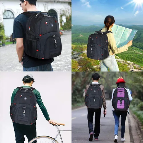 Miniatura 7 de SHRRADOO Mochila de viaje extra grande para laptop de 50L con puerto de carga USB, mochila de universidad y escuela secundaria aprobada por