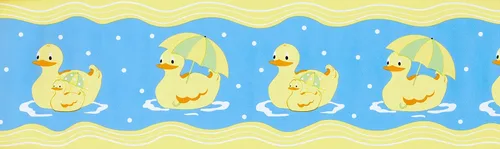 Miniatura 2 de CONCORD WALLCOVERINGS ™ Papel Pintado Frontera Niños Patrón Patos con Paraguas Para La Habitación De Los Niños Sala De Juegos, Cuarto De Niño
