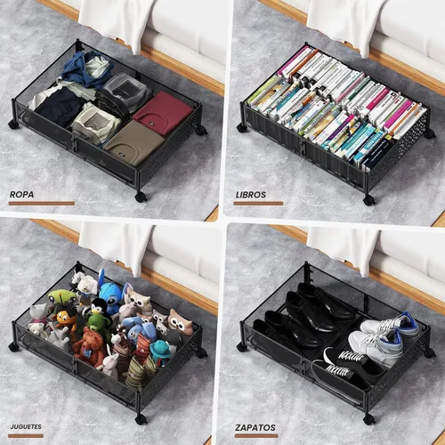 Miniatura 5 de Contenedor de Almacenamiento Debajo de la Cama con Ruedas, Organizador de Cajones de Almacenamiento para Zapatos Debajo de la Cama, Contenedores