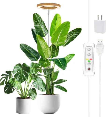 Miniatura 15 de Yadoker - Luz de cultivo LED de espectro completo para plantas de interior, lupa negra, altura ajustable, temporizador automático, bajo voltaje