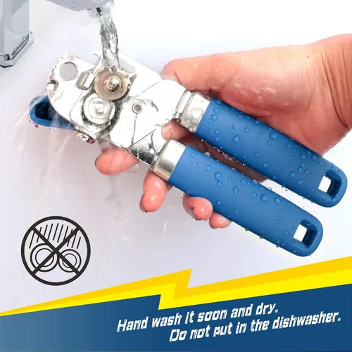 Miniatura 6 de PrinChef Abrelatas manual, abridor de botellas de lata con imán, sin problemas, elevación de la tapa, abrelatas de mano borde liso con hoja afilada