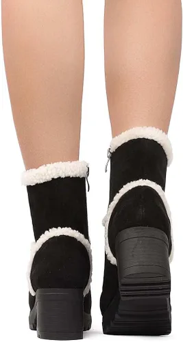 Miniatura 4 de Botas de nieve con forro de piel sintética para mujer botines de invierno de gamuza cálida botines de plataforma al aire libre