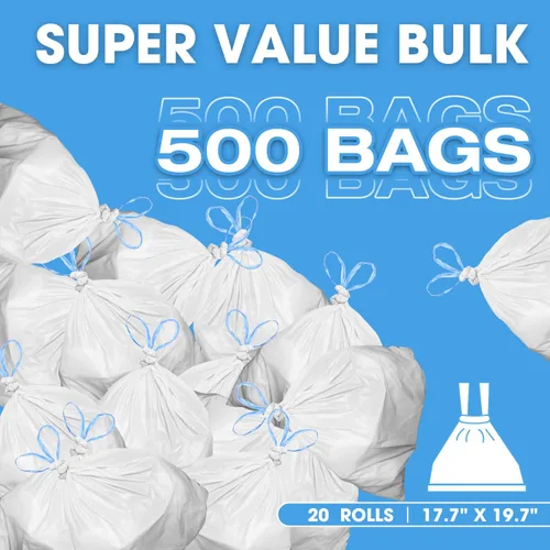 Miniatura 2 de Bolsas de basura pequeñas de 2 a 4 galones, 500 bolsas de basura a granel con cordón a granel, mini bolsas de basura de plástico para baño, oficina