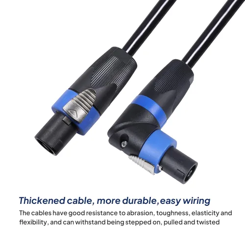 Miniatura 2 de Paquete de 1 cable Speakon en ángulo recto de 55 pies, cables macho de altavoz en ángulo con bloqueo giratorio para escenario Pro PA, cableado