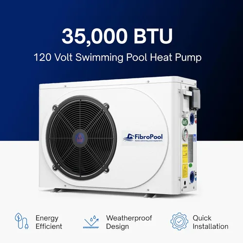 Miniatura 2 de FibroPool FH135 - Bomba de calor eléctrica para piscina de 35,000 BTU - Calentador de piscina sobre el suelo y enterrado de 120 V de hasta 7,500