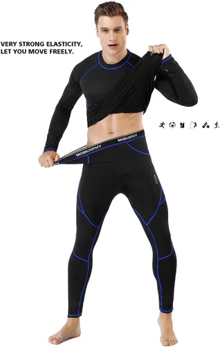 Miniatura 3 de Ropa interior térmica para hombre, conjunto de pantalones largos con forro polar capa base superior