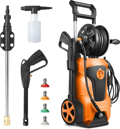 DNA MOTORING TOOLS-00230 Lavadora a Presión Eléctrica de Hasta 2176 PSI de Presión, 2.4 GPM de Flujo Máximo para Limpieza de Jardín y Automóvil con