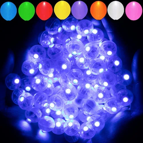 Miniatura 12 de Aogist 100 luces de globo Mutilcolor, luz de bola pequeña impermeable de largo tiempo de espera, lámpara LED redonda para linterna de papel, fiesta