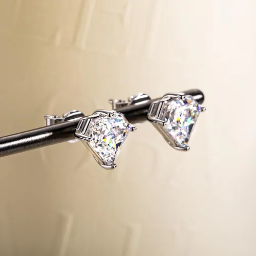 Miniatura 7 de 3cttw-6cttw Cubic Zirconia Stud Earrings 5A Grade CZ Diamond Shaped Earrings for Women Men