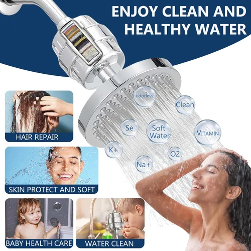 Miniatura 3 de Cartucho de repuesto de filtro de ducha de 20 etapas, cartucho de filtro de cabezal de ducha para agua dura, cloro, metales pesados, suavizante
