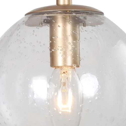 Miniatura 8 de Iluminación colgante dorada para isla de cocina, lámpara colgante moderna con pantalla de vidrio sembrado y cable transparente para vestíbulo