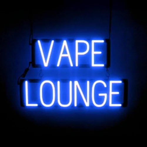 Miniatura 23 de SpellBrite Cartel E-JUICE Señalización de tienda de humo con aspecto de neón, luces LED azules 22.3 x 6.3 pulgadas