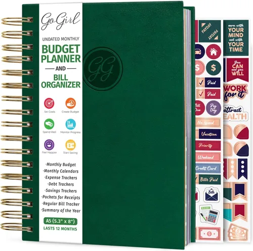 Miniatura 15 de GoGirl Planificador de presupuesto y organizador mensual de facturas, libro financiero mensual con bolsillos. Cuaderno de seguimiento de gastos