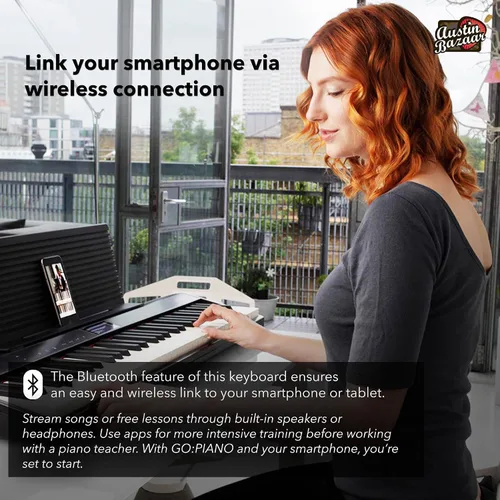 Miniatura 7 de Roland GO-61P - Paquete de piano digital de 61 teclas con soporte ajustable, pedal de sostenimiento, lecciones en línea y paño de pulido de Austin