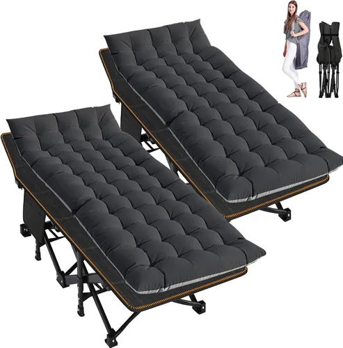 Miniatura 14 de ABORON Catre de Camping para Adultos de 28" Extra Ancho, Resistente 1200D Oxford Catre para Dormir, Cama de Campamento Plegable Portátil con Gris