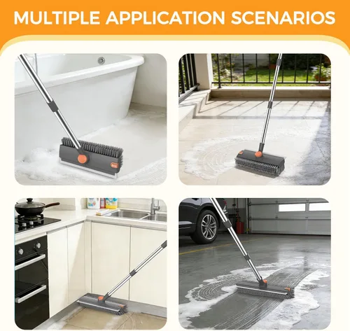 Miniatura 5 de SetSail Cepillo de limpieza de piso, cepillo 3 en 1 con mango largo ajustable de 54 pulgadas y raspador de cerdas rígidas de alta resistencia