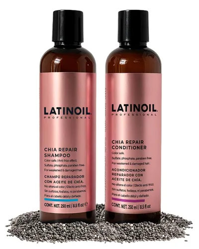 Miniatura 8 de LATINOIL Chia - Acondicionador reparador de cabello sin parabenos ni sulfatos, tratamiento natural con queratina para dañados, tratados