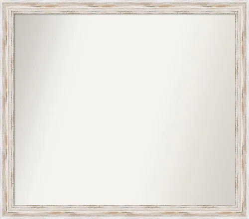 Miniatura 383 de Amanti Art Espejo de baño blanco para sobre el fregadero, 30 x 35 pulgadas, espejo de tocador rectangular estrecho de Eva de oro blanco, marco