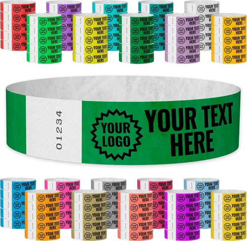 Miniatura 17 de WristCo Pulseras de Impresión Personalizada Azul Neón – 2,000 Unidades Tyvek ¾" x 10" – Añade Cualquier Texto, Logotipo e Imagen y Recibe Pulseras