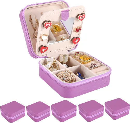 Miniatura 24 de KElofoN Estuche de viaje para joyas Caja de viaje para joyas Organizador de joyas de viaje Pequeño estuche organizador de joyas para niñas y mujeres