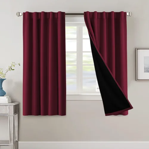 Miniatura 87 de H.VERSAILTEX Cortinas 100% opacas para dormitorio con forro negro, cortinas de oscurecimiento de habitación completa, con aislamiento térmico