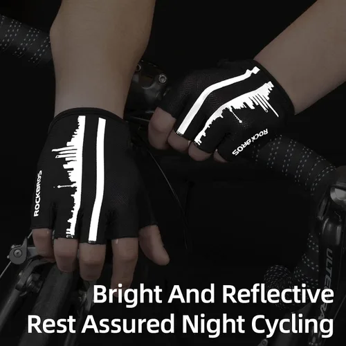 Miniatura 4 de ROCKBROS Guantes de bicicleta para hombres, guantes de ciclismo de medio dedo, guantes de ciclismo MTB, guantes de bicicleta de carretera