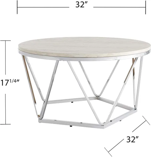 Miniatura 2 de SEI Furniture Mesa de cóctel Luna, Plata, travertino de imitación
