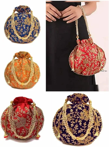 Miniatura 4 de Bolso de mano con diseño étnico indio bordado de seda para mujer, diseño de perlas Batwa