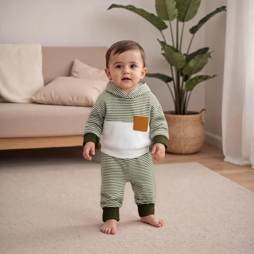 Miniatura 69 de Conjunto de ropa de otoño e invierno para bebé y niño, sudadera larga con capucha y pantalones para niños pequeños, 6, 12, 18, 24 meses, 2T
