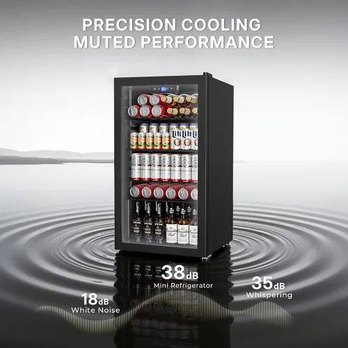 Miniatura 6 de Manastin Refrigerador de bebidas para 130 latas, mini refrigerador de 3.2 pies cúbicos con puerta de vidrio para bebidas, cerveza, vino, luz LED