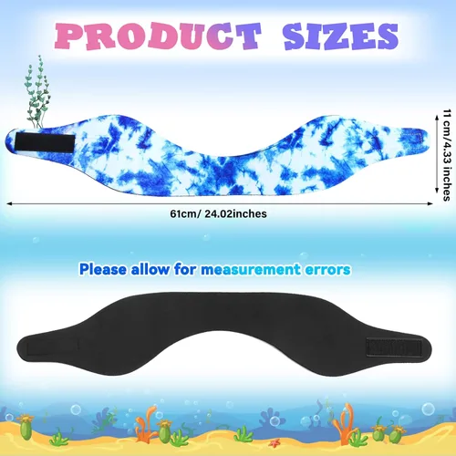 Miniatura 4 de Honoson 6 diademas de natación para niños y adultos, impermeables, bandas ajustables para deportes acuáticos, protección de oídos (teñido anudado)
