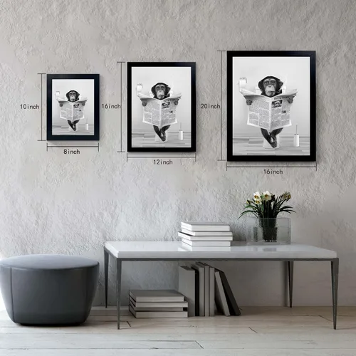 Miniatura 4 de Divertido arte de pared enmarcado de vaca de las tierras altas en bañera, lienzo blanco y negro, impresiones artísticas de pared de vaca, decoración