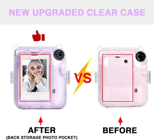 Miniatura 7 de Instant Mini 12 - Funda transparente para cámara de película instantánea Fujifilm Instax Mini 12, funda protectora para cámara con bolsillo trasero