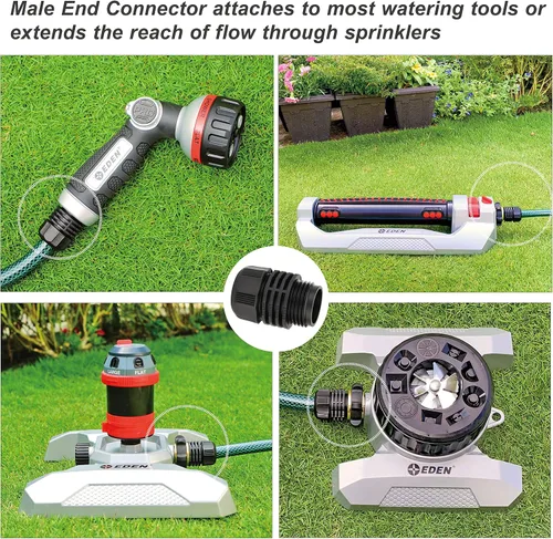 Miniatura 4 de Eden 94050 - Paquete de manguera y boquilla de ducha de metal de 50 pies con juego de inicio de conexión rápida, herramientas de jardinería