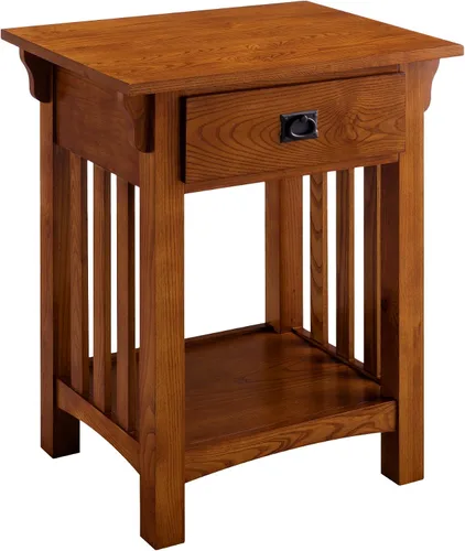 Miniatura 8 de Leick Home 11222-BK Ironcraft - Mesita de noche rústica con un cajón, color negro lavado