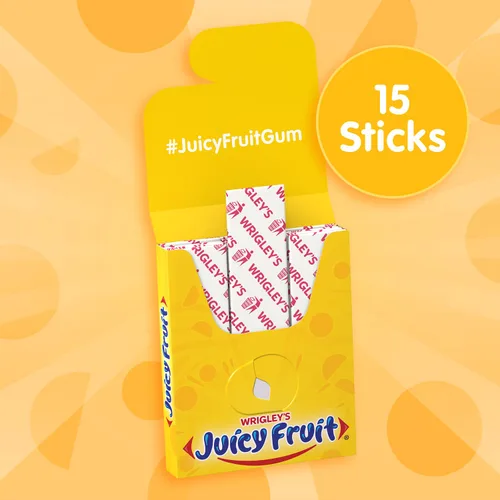 Miniatura 3 de Juicy Fruit Gum Goma de mascar original de burbujas, 15 piezas (paquete de 10)