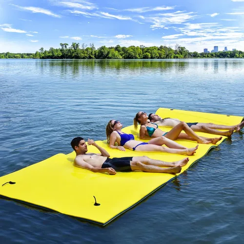 Miniatura 2 de GLACER Tapete de agua flotante de 9 x 6 pies, 3 capas de espuma XPE resistente al desgarro, almohadilla de agua flotante duradera para recreación